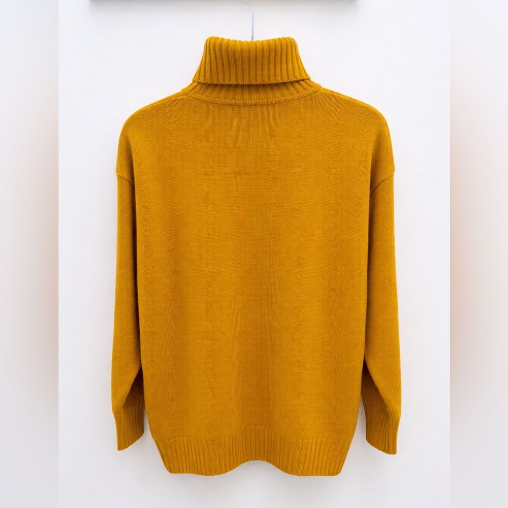 NWT Forever 21 Mustard Yellow Turtleneck Sweater | Cozy Oversized Knit - Picture 3 of 6